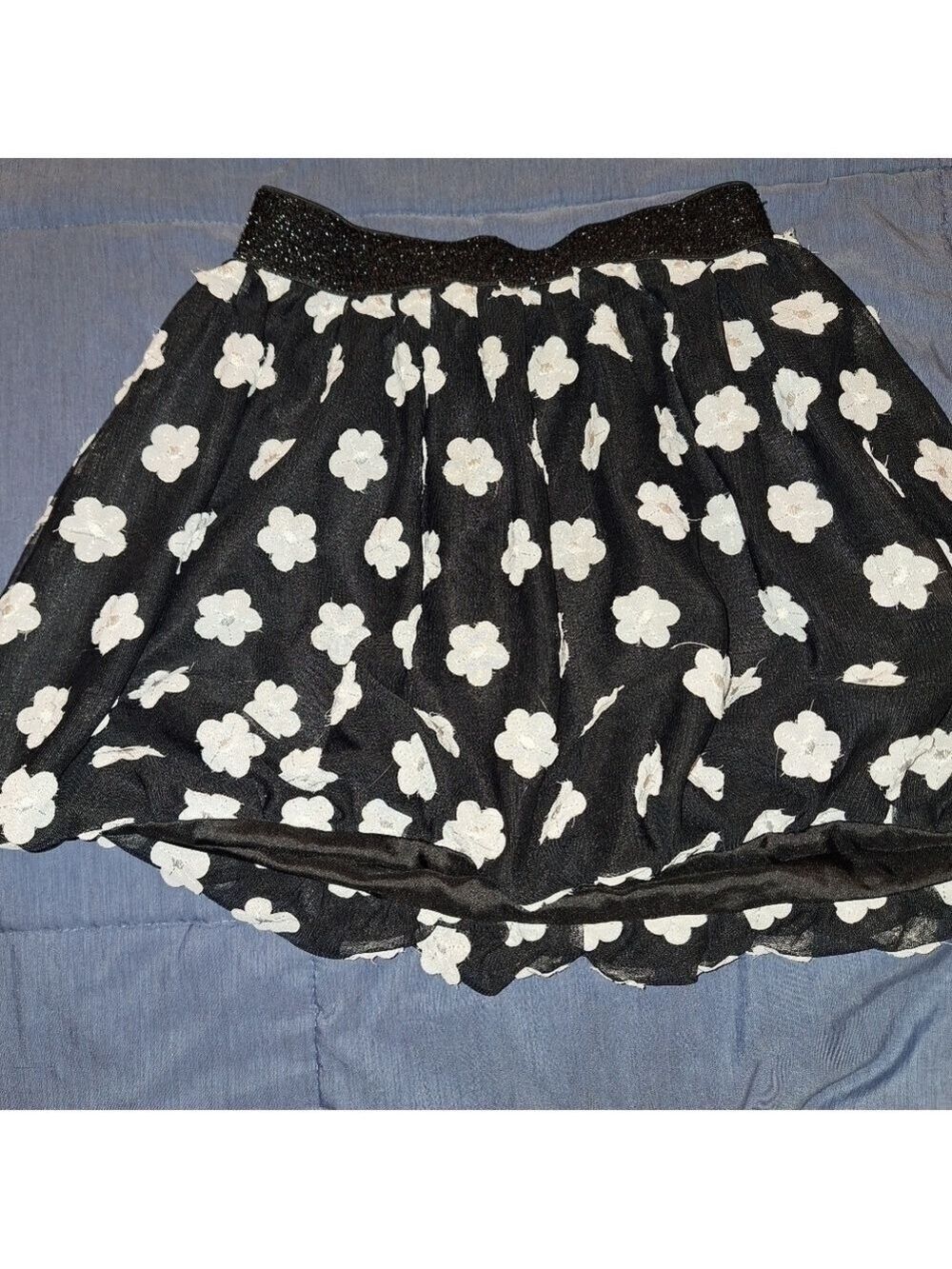 The Children's Place Black Daisy Flower Skirt Large 10/12